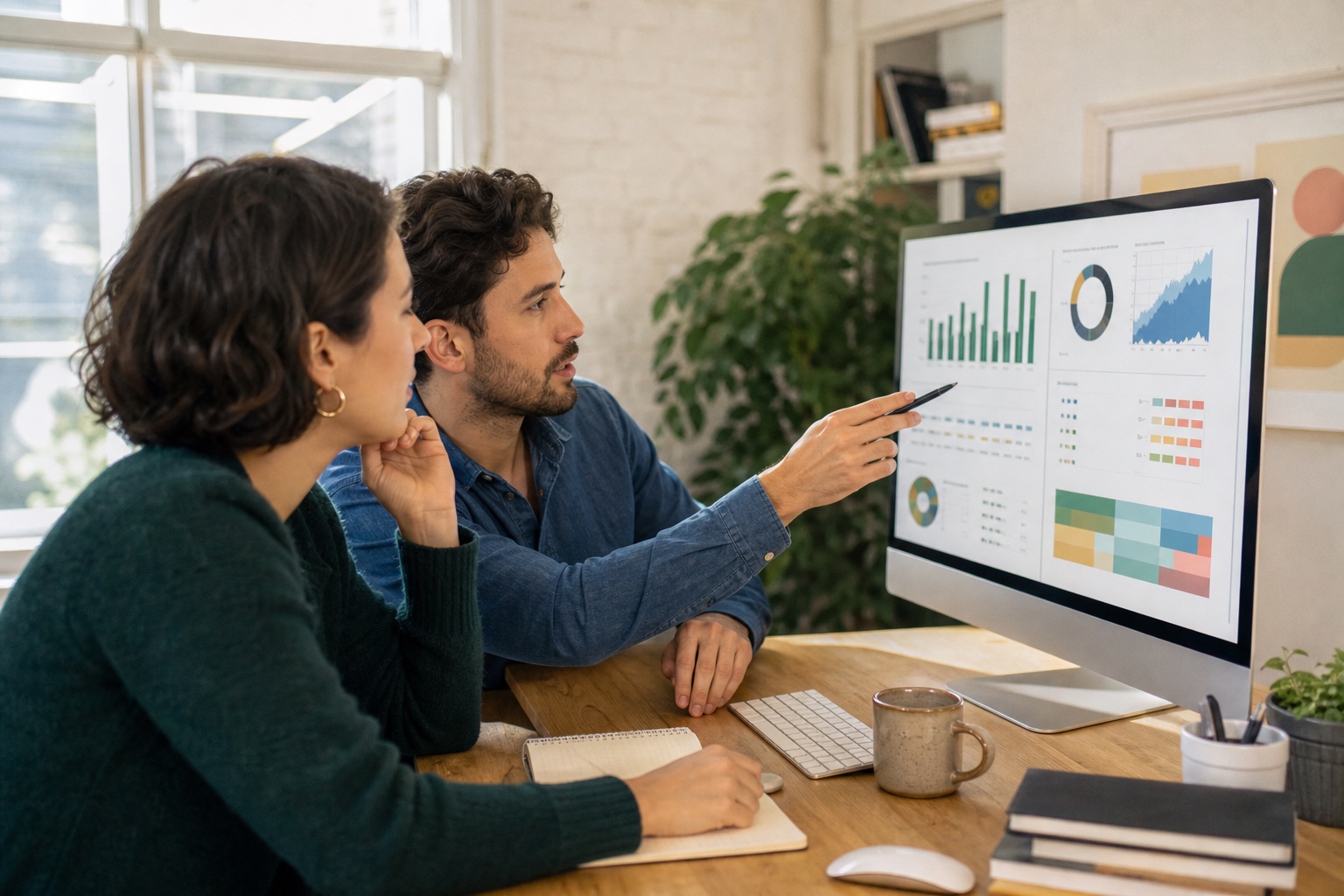 Digitale strategen bespreken zoekprestaties, websiteverkeer en online groeikansen